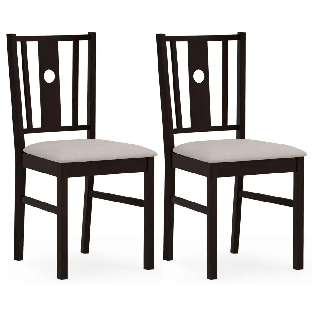Set of 2 Rubber Wood Kitchen Chairs with Fabric Padded Seat -Coffee - Coffee - Dining Chairs