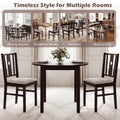 Set of 2 Rubber Wood Kitchen Chairs with Fabric Padded Seat -Coffee - Coffee - Dining Chairs