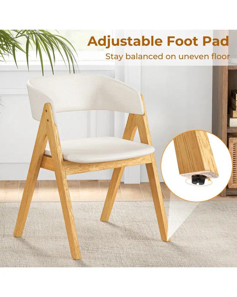 Set of 2 Soft Padded Accent Armchairs for Dining Room-Natural and Beige - Beige - Dining Chairs