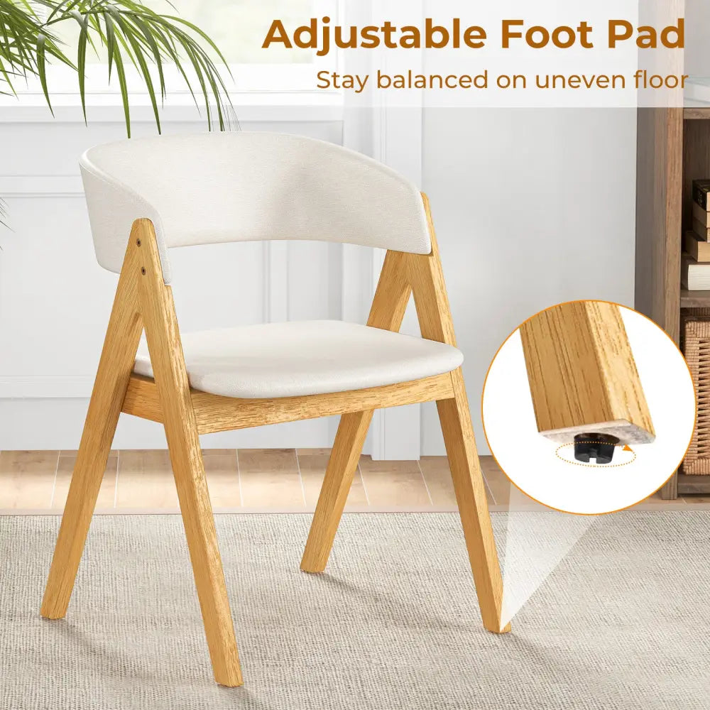 Set of 2 Soft Padded Accent Armchairs for Dining Room-Natural and Beige - Beige - Dining Chairs