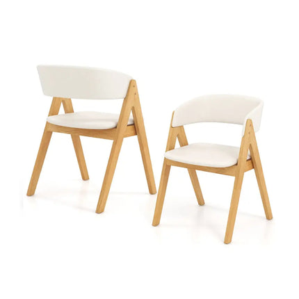 Set of 2 Soft Padded Accent Armchairs for Dining Room-Natural and Beige - Beige - Dining Chairs