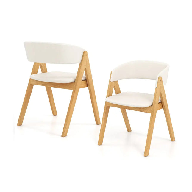 Set of 2 Soft Padded Accent Armchairs for Dining Room-Natural and Beige - Beige - Dining Chairs