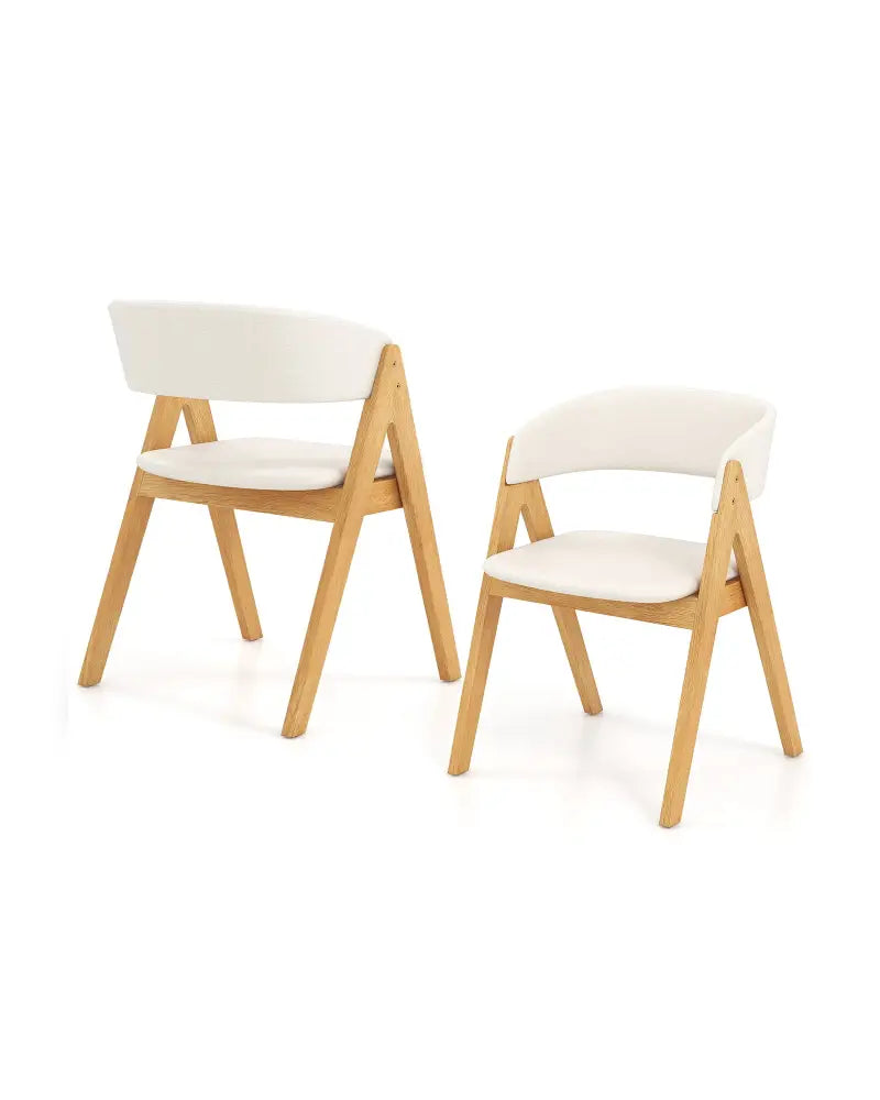 Set of 2 Soft Padded Accent Armchairs for Dining Room-Natural and Beige - Beige - Dining Chairs