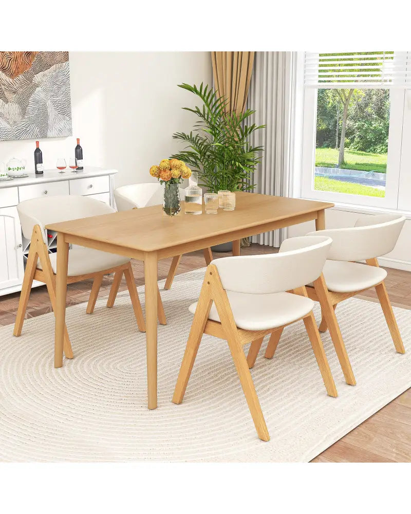 Set of 2 Soft Padded Accent Armchairs for Dining Room-Natural and Beige - Beige - Dining Chairs