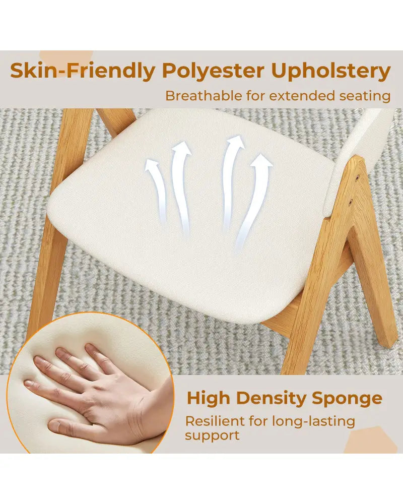 Set of 2 Soft Padded Accent Armchairs for Dining Room-Natural and Beige - Beige - Dining Chairs