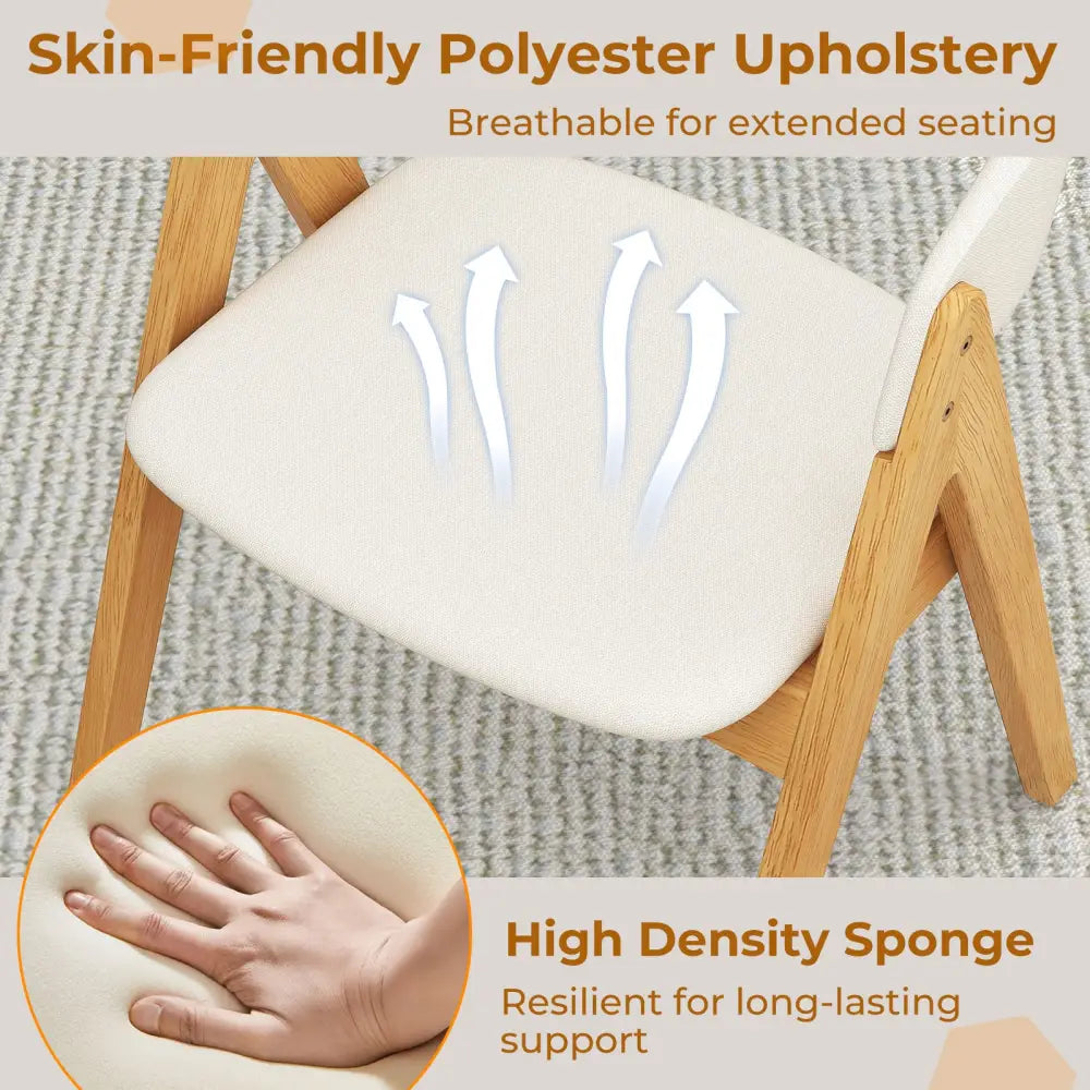Set of 2 Soft Padded Accent Armchairs for Dining Room-Natural and Beige - Beige - Dining Chairs