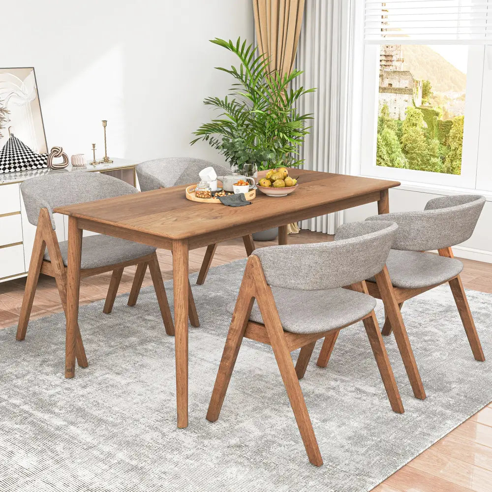 Set of 2 Soft Padded Accent Armchairs for Dining Room-Walnut and Grey - Walnut - Dining Chairs