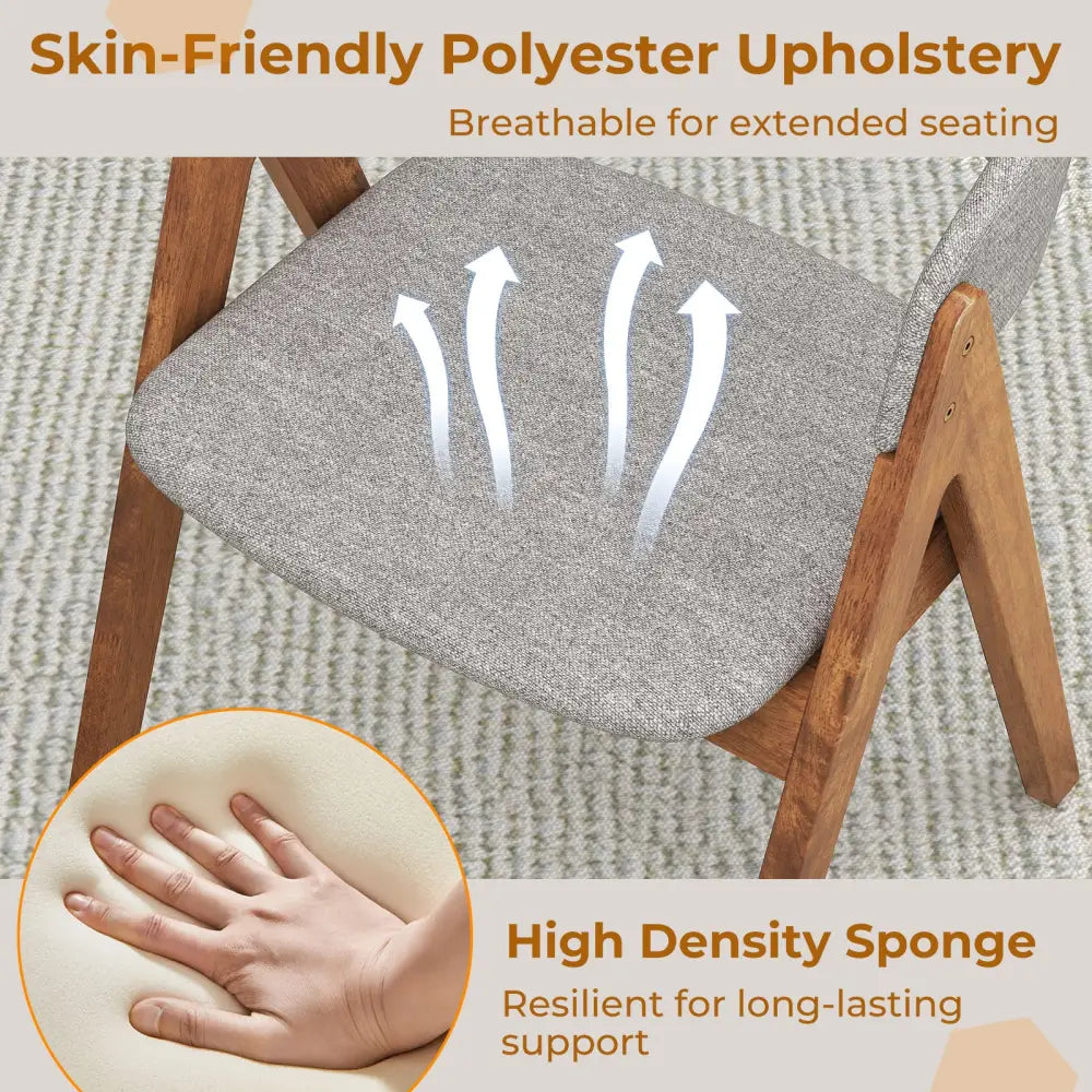 Set of 2 Soft Padded Accent Armchairs for Dining Room-Walnut and Grey - Walnut - Dining Chairs