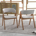 Set of 2 Soft Padded Accent Armchairs for Dining Room-Walnut and Grey - Walnut - Dining Chairs
