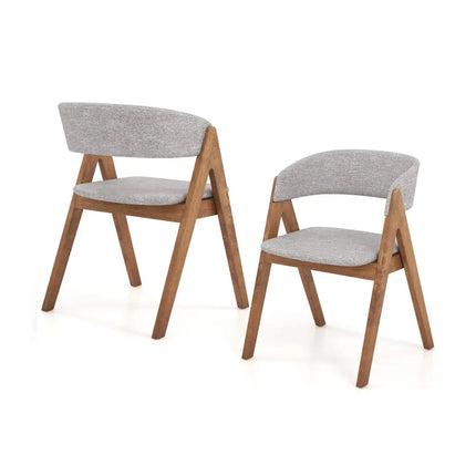 Set of 2 Soft Padded Accent Armchairs for Dining Room-Walnut and Grey - Walnut - Dining Chairs