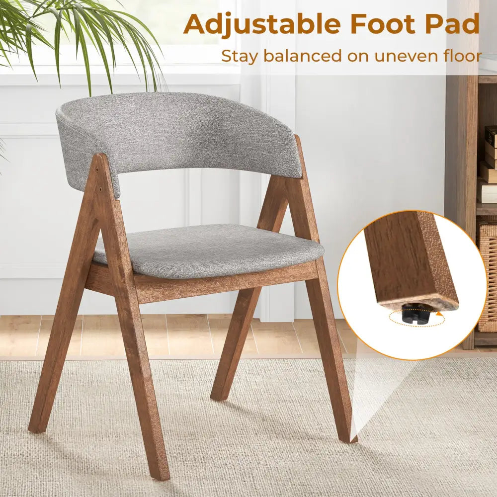 Set of 2 Soft Padded Accent Armchairs for Dining Room-Walnut and Grey - Walnut - Dining Chairs