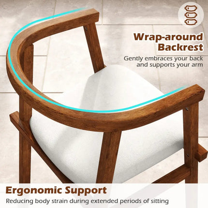Set of 2 Solid Rubber Wood Dining Room Chairs with Wrap-around Armrest-Walnut - Walnut - Dining Chairs