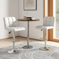 Set of 2 Square Swivel Adjustable PU Leather Bar Stools with Back and Footrest-White - White - Bar Stools