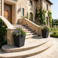 Set of 2 Square Taper Planter with Optional Drainage Hole and Removable Inner Bucket-Black - Black - Raised Garden Beds
