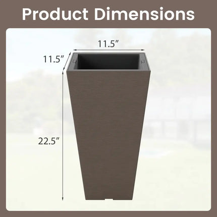 Set of 2 Square Taper Planter with Removable Inner Bucket and Optional Drainage Hole-M - Brown - Raised Garden Beds