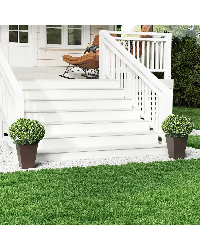 Set of 2 Square Taper Planter with Removable Inner Bucket and Optional Drainage Hole-S - Brown - Raised Garden Beds