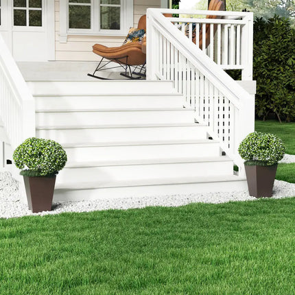 Set of 2 Square Taper Planter with Removable Inner Bucket and Optional Drainage Hole-S - Brown - Raised Garden Beds
