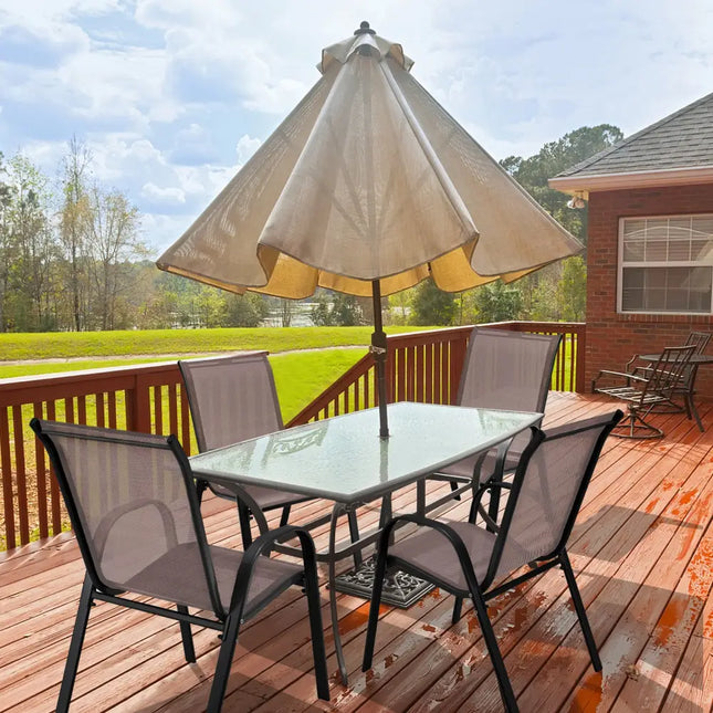 Set of 2 Stackable Patio Dining Chairs Set with Armrest-Brown - Brown - Patio Dining Chairs