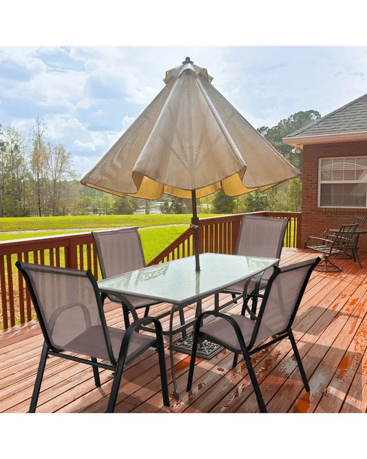 Set of 2 Stackable Patio Dining Chairs Set with Armrest-Brown - Brown - Patio Dining Chairs