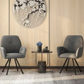 Set of 2 Swivel Accent Arm Chairs with Metal Legs and Wide Back-Gray - Gray - Accent Chairs