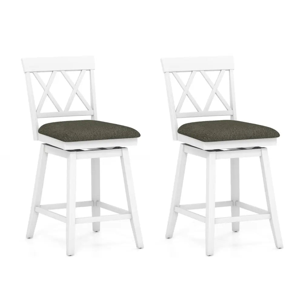 Set of 2 Swivel Bar Stools Counter Height Barstools with Backrest Upholstered Seat Cushion-24 inches - Bar Stools