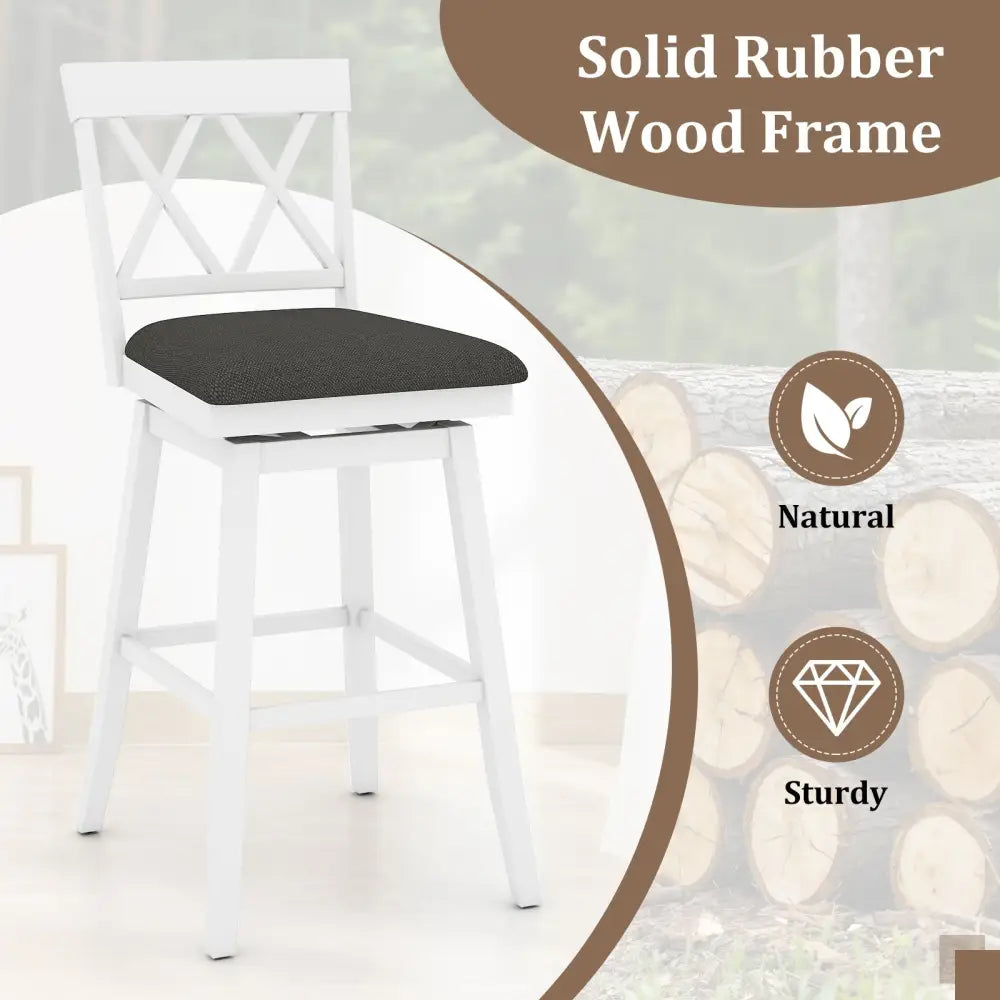 Set of 2 Swivel Bar Stools Counter Height Barstools with Backrest Upholstered Seat Cushion-29 Inches - Bar Stools