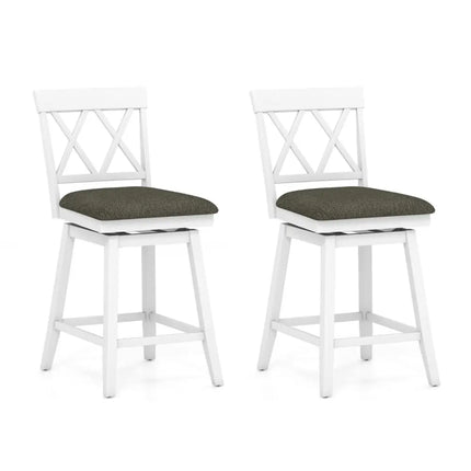 Set of 2 Swivel Bar Stools Counter Height Barstools with Backrest Upholstered Seat Cushion-24 inches - Bar Stools