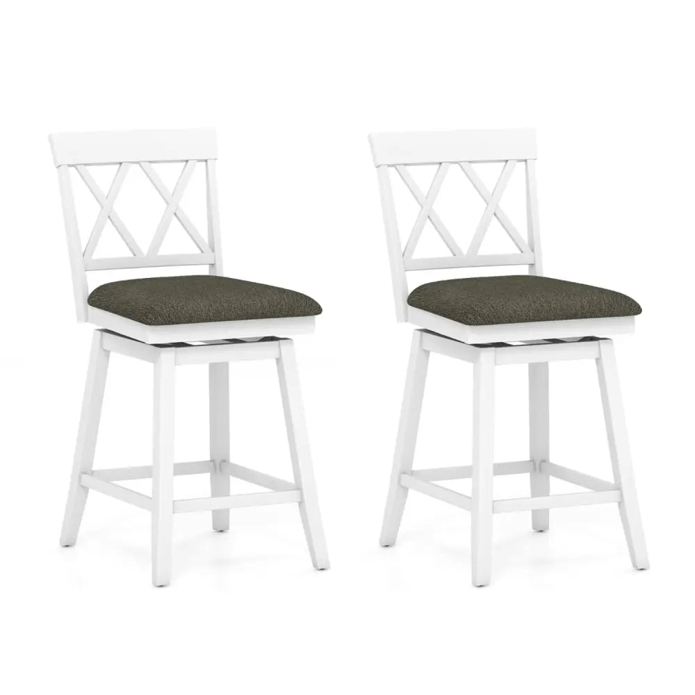Set of 2 Swivel Bar Stools Counter Height Barstools with Backrest Upholstered Seat Cushion-24 inches - Bar Stools