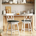 Set of 2 Swivel Bar Stools Counter Height Barstools with Backrest Upholstered Seat Cushion-24 inches - Bar Stools