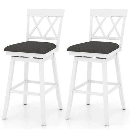 Set of 2 Swivel Bar Stools Counter Height Barstools with Backrest Upholstered Seat Cushion-29 Inches - Bar Stools