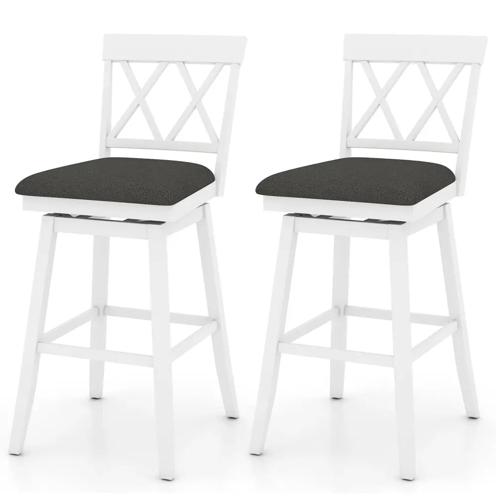 Set of 2 Swivel Bar Stools Counter Height Barstools with Backrest Upholstered Seat Cushion-29 Inches - Bar Stools