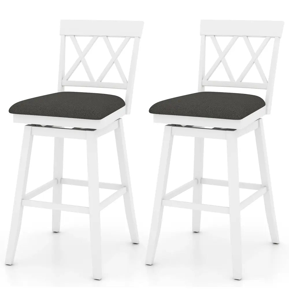 Set of 2 Swivel Bar Stools Counter Height Barstools with Backrest Upholstered Seat Cushion-29 Inches - Bar Stools