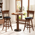 Set of 2 Swivel Bar Stools with Rubber Wood Frame-30.5 inches - Brown - Bar Stools