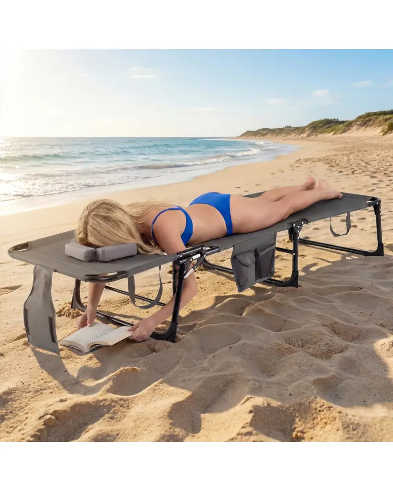 Set of 2 Tanning Chair Portable Chaise Lounge Chair with 4-Position Adjustable Backrest-Gray - Gray - Outdoor Chaise