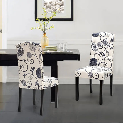 Set of 2 Tufted Upholstered Dining Chairs-Black and White - Black & White - Dining Chairs
