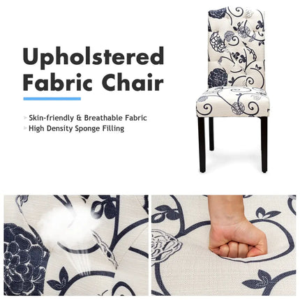 Set of 2 Tufted Upholstered Dining Chairs-Black and White - Black & White - Dining Chairs