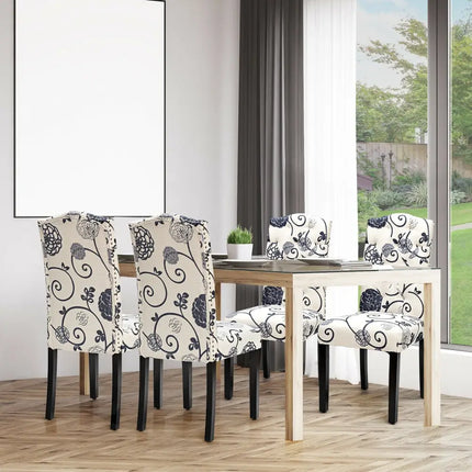 Set of 2 Tufted Upholstered Dining Chairs-Black and White - Black & White - Dining Chairs