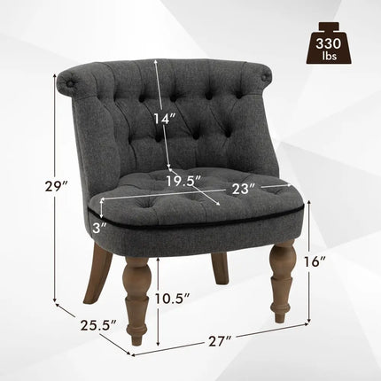 Set of 2 Upholstered Armless Slipper Chairs with Beech Wood Legs-Gray - Gray - Accent Chairs