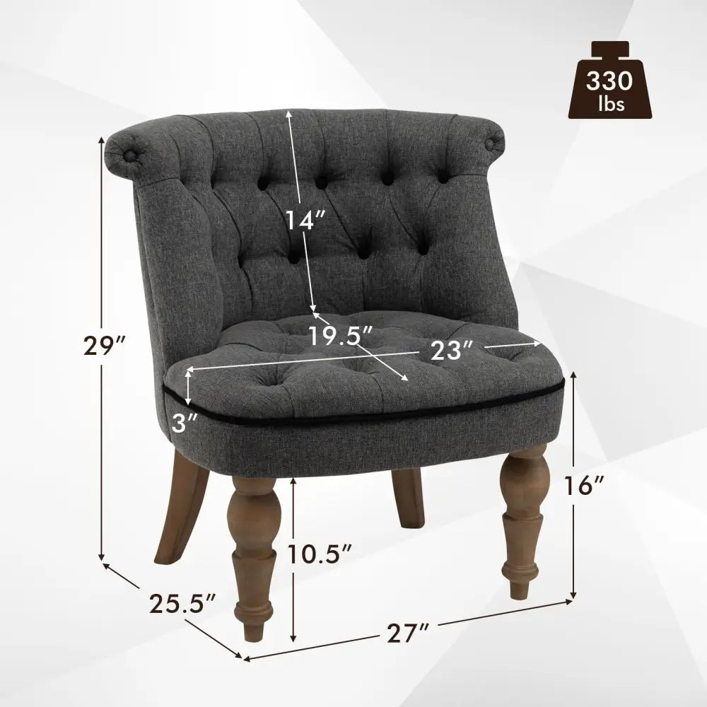 Set of 2 Upholstered Armless Slipper Chairs with Beech Wood Legs-Gray - Gray - Accent Chairs