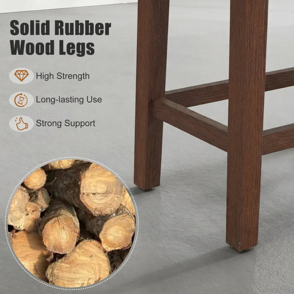 Set of 2 Upholstered Counter Height Bar Stool with Curved Saddle-Seat-Brown - Brown - Bar Stools
