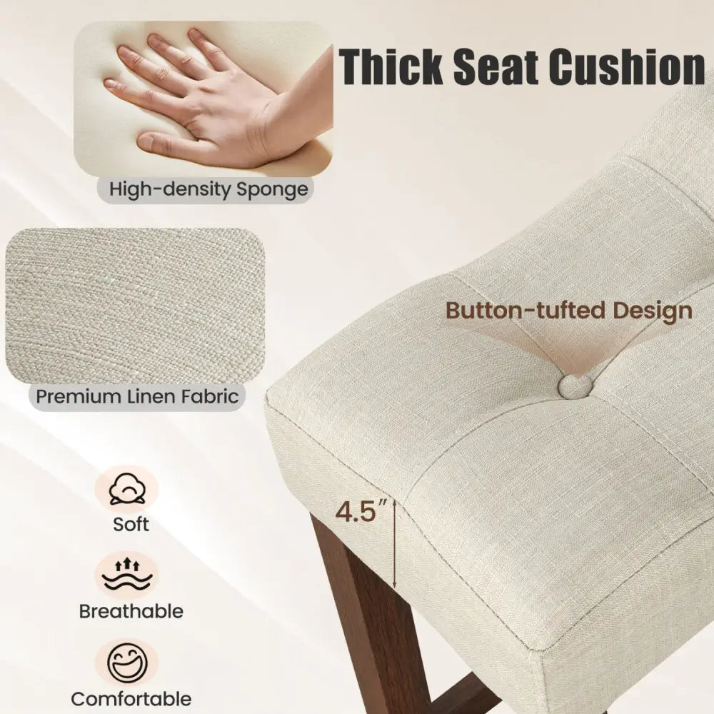 Set of 2 Upholstered Counter Height Bar Stool with Curved Saddle-Seat-Brown - Brown - Bar Stools