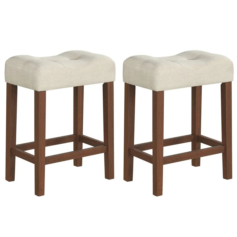 Set of 2 Upholstered Counter Height Bar Stool with Curved Saddle-Seat-Brown - Brown - Bar Stools