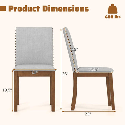 Set of 2 Upholstered Dining Chairs with Padded Seat for Living Room-Walnut - Walnut - Dining Chairs