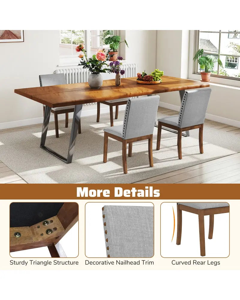 Set of 2 Upholstered Dining Chairs with Padded Seat for Living Room-Walnut - Walnut - Dining Chairs
