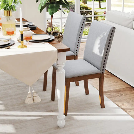 Set of 2 Upholstered Dining Chairs with Padded Seat for Living Room-Walnut - Walnut - Dining Chairs