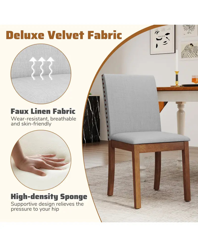 Set of 2 Upholstered Dining Chairs with Padded Seat for Living Room-Walnut - Walnut - Dining Chairs