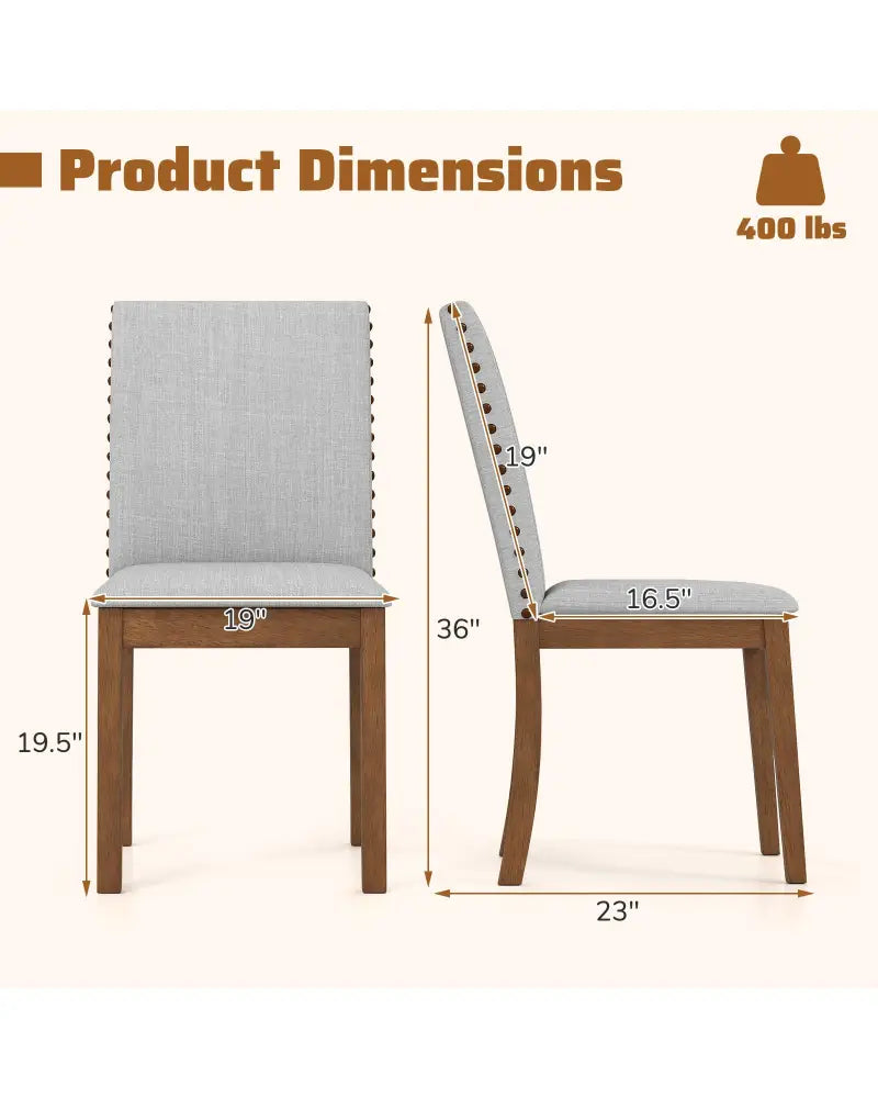 Set of 2 Upholstered Dining Chairs with Padded Seat for Living Room-Walnut - Walnut - Dining Chairs