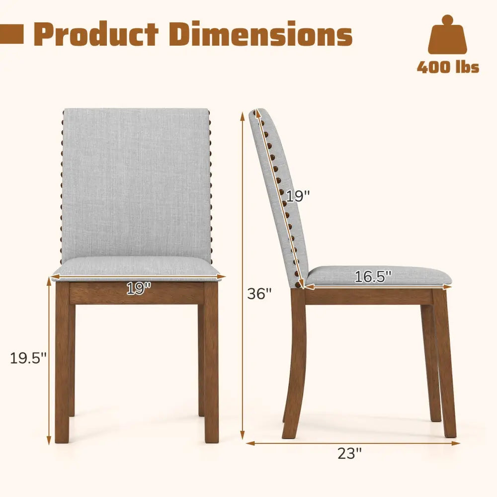 Set of 2 Upholstered Dining Chairs with Padded Seat for Living Room-Walnut - Walnut - Dining Chairs