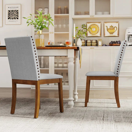 Set of 2 Upholstered Dining Chairs with Padded Seat for Living Room-Walnut - Walnut - Dining Chairs