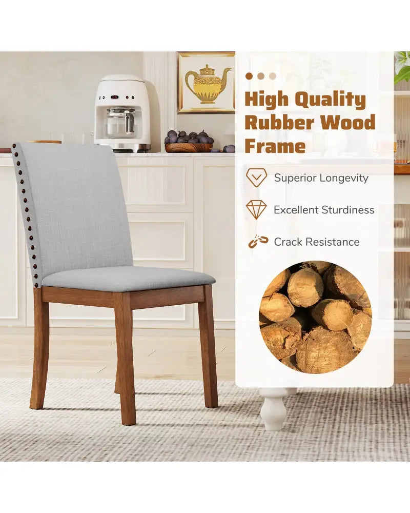 Set of 2 Upholstered Dining Chairs with Padded Seat for Living Room-Walnut - Walnut - Dining Chairs